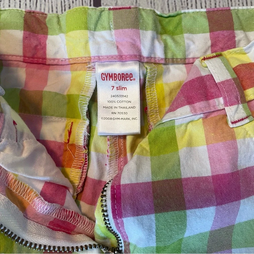 Gymboree Pretty Lady Rainbow Plaid Capris size 7 slim